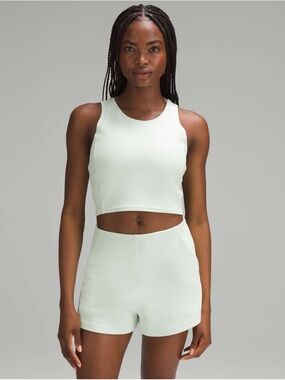 Lululemon SoftstreamRibbed Crop Tank & High-Waist Shorts Set in Soft Mint